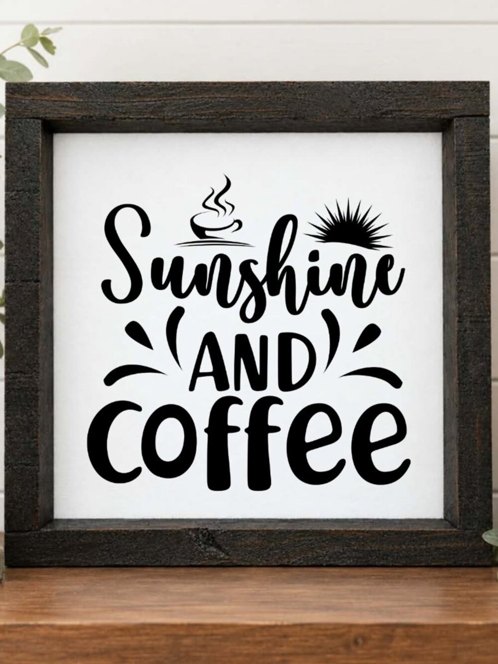 Sunshine and Coffee Handcrafted wood & canvas sign